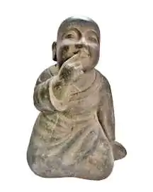 Product image 1 of the product “Seated monk close mouth 40cm, Antique Finish ”