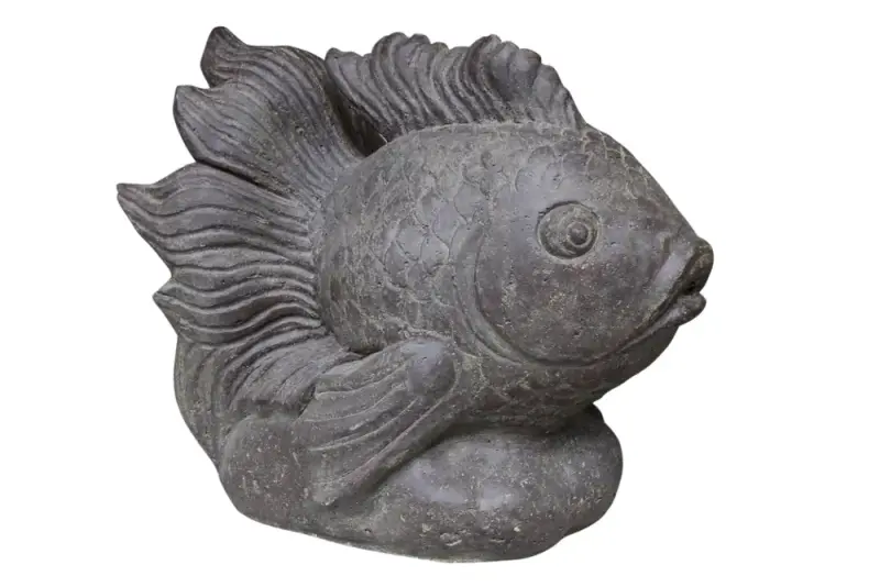 Product image 1 of the product “Fish on base as water feature, 65 cm L | Cast stone, handcrafted & coloured ”