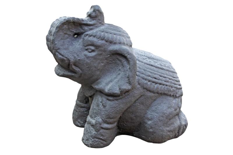 Product image 1 of the product “Elephant, approx. 30cm, cast stone, hollow, handcrafted & coloured ”