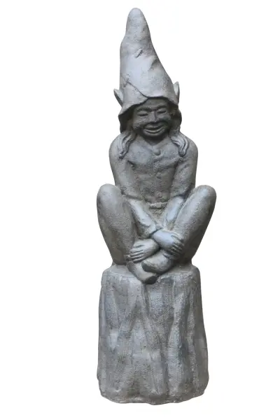 Product image 1 of the product “Sitting goblin on base, cast stone - antique finish ”
