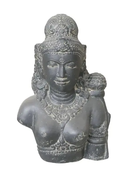 Product image 1 of the product “Dewi Tara Bust, 50 cm Height | Cast stone, handcrafted & coloured ”