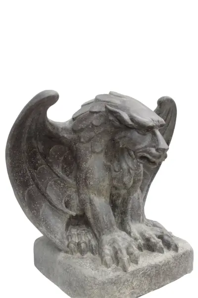 Product image 1 of the product “Gothic Sculpture, seated on base. 76 x 60 x 98cm. Stone cast, handcrafted & coloured ”
