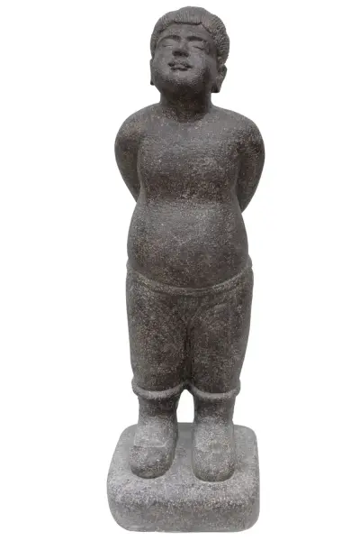 Product image 1 of the product “Corean inspired statue.Standing Boy. 47 x 40 x 148cm. Stone cast, handcrafted & coloured ”