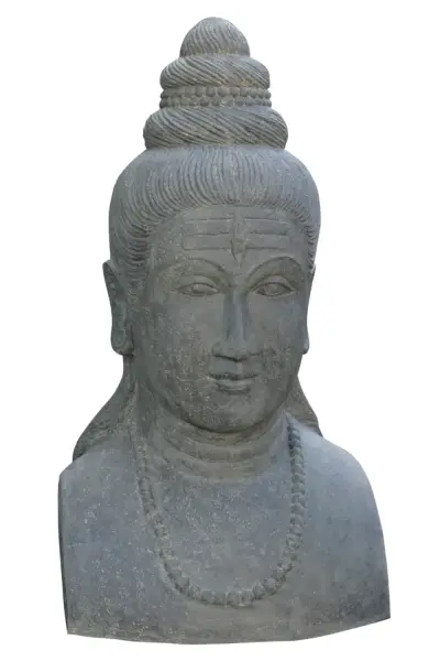 Product image 1 of the product “Shiva bust, model 2 without snakes, 115cm height, cast stone, hollow, handcrafted & coloured ”