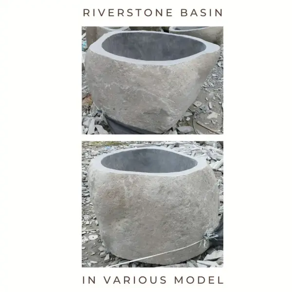Product image 1 of the product “Riverstone basin, natural surface, polished inside. Dia approx 121-130cm Height 71-80cm ”