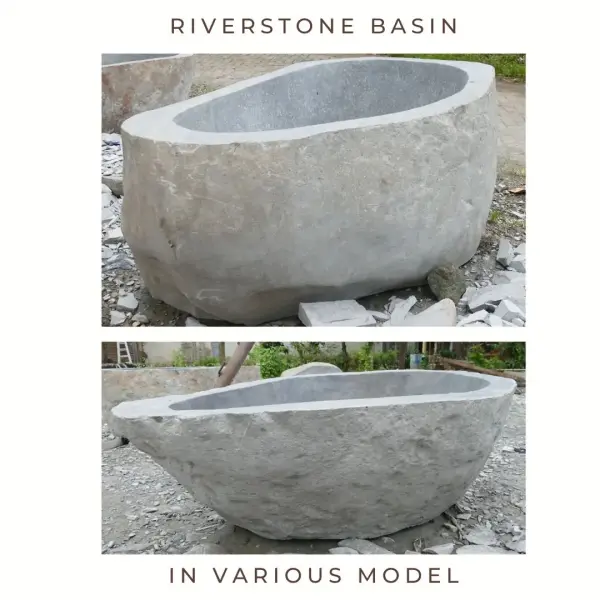 Product image 1 of the product “Riverstone basin, natural surface, polished inside. Dia approx 131-140cm Height 71-80cm ”