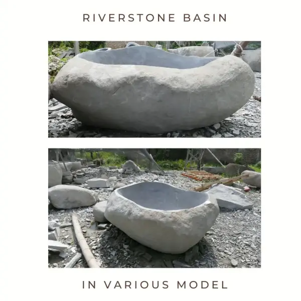 Product image 1 of the product “Riverstone basin, natural surface, polished inside. Dia approx 151-160cm Height 51-60cm ”