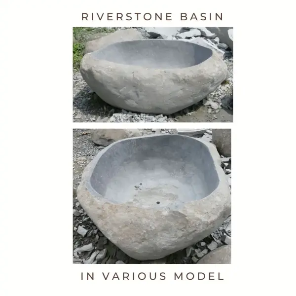 Product image 1 of the product “Riverstone basin, natural surface, polished inside. Dia approx 151-160cm Height 61-70cm ”