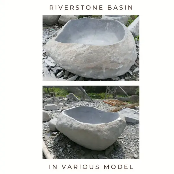 Product image 1 of the product “Riverstone basin, natural surface, polished inside. Dia approx 151-160cm Height 71-80cm ”