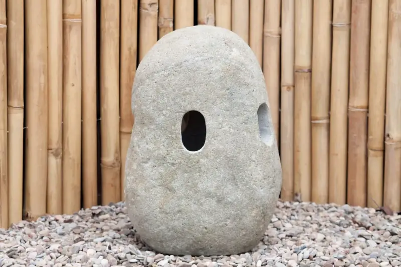 Product image 1 of the product “Garden lantern, pierced, natural stone (Riverstone), stonemasonry, in the sizes from 35cm to 65cm ”