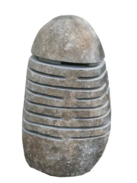 Product image 1 of the product “Garden lantern, 2-piece, slotted, with cover, natural stone (Riverstone), in the sizes from 15 to 85cm ”
