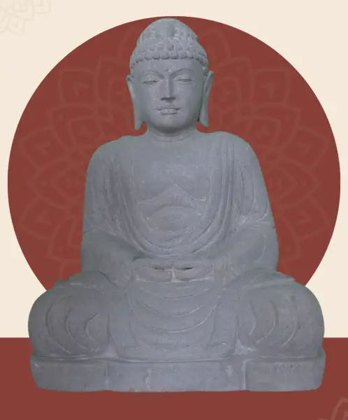 Product image 1 of the product “Seated Japanese Buddha made of Riverstone in Dhyana position - gesture of meditation, H. 80cm ”