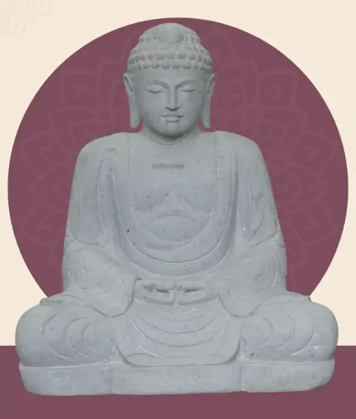 Product image 1 of the product “Seated Japanese Buddha made of Riverstone in Dhyana position - gesture of meditation, H. 99cm ”