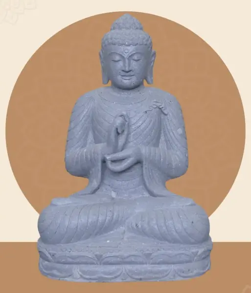 Product image 1 of the product “Seated Buddha, position Dharmachakra, 67 x 47,5 x 98 cm, riverstone grey ”