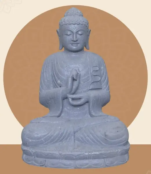 Product image 1 of the product “Seated Buddha, position Dharmachakra, 66 x 51 x 95 cm, riverstone grey ”