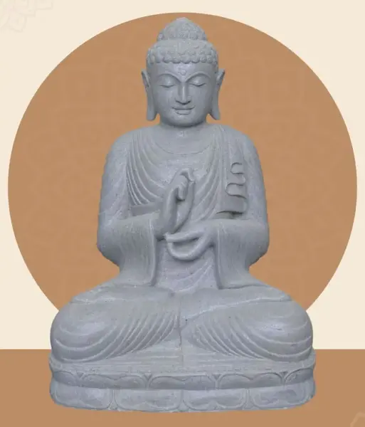 Product image 1 of the product “Seated Buddha, position Dharmachakra, 70 x 54 x 100 cm, riverstone grey ”