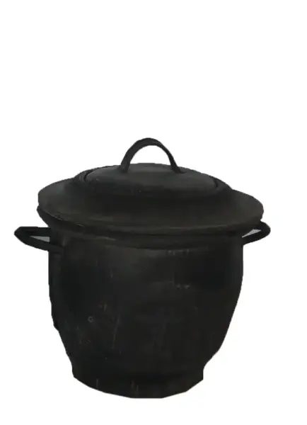 Product image 1 of the product “Bucket with 2 handle and cap (2 parts). Made from recycled tyres. Dia. 38cm Height 38cm. ”