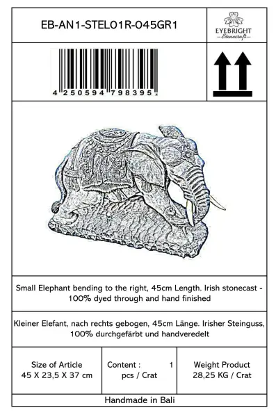 Product image 10 of the product “Nandi - Small Elephant bending to the right, 45cm L | cast stone ”