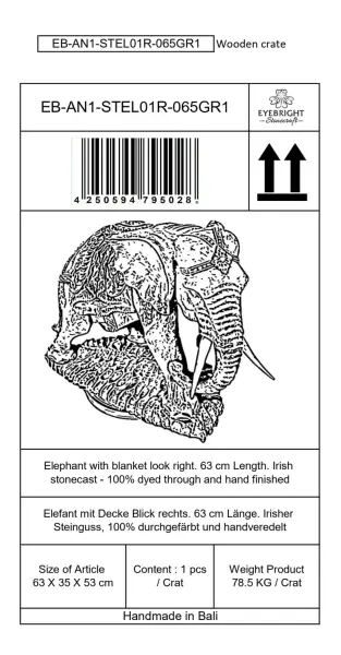 Product image 10 of the product “Avan - Elephant with blanket, looking to the right. 63 cm L | cast stone ”