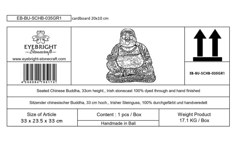 Product image 10 of the product “Quan - Seated Chinese Buddha, 33cm H | cast stone ”