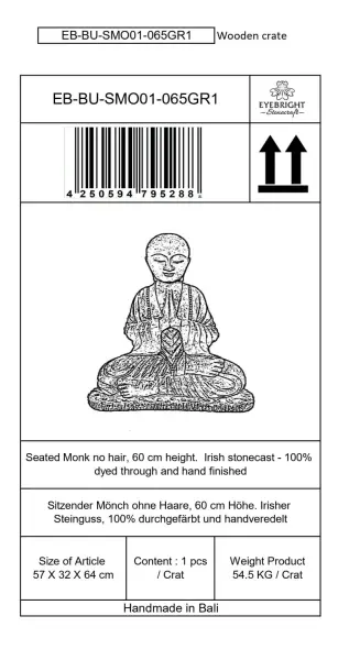 Product image 10 of the product “Lokesh - Seated Monk no hair, 64 cm H | cast stone ”