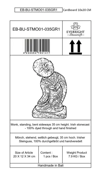 Product image 10 of the product “Ling - Monk, standing, bent sideways, 34 cm H | cast stone ”
