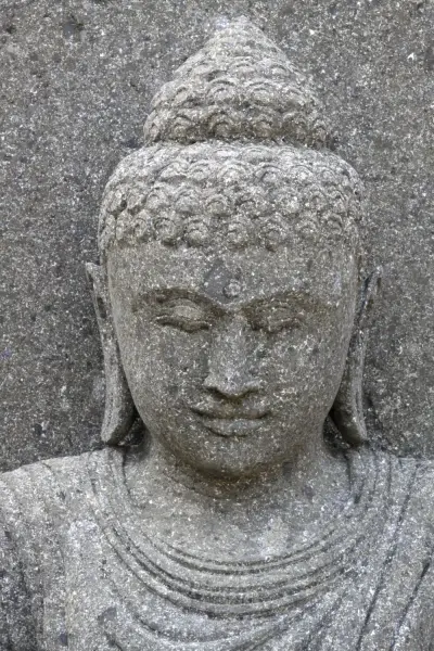 Product image of the product “Seated Buddha with cloak and relief, Indian, 115 cm H ”