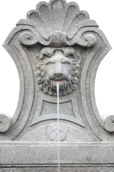 Product image 2 of the product “Wall fountain model „Venice“, 140cm height, natural stone (Basanite), stonemasonry, without pump, pipes, drilling ”