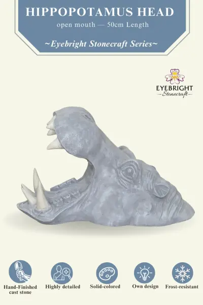 Product image of the product “Zuberi - Hippopotamus head with open mouth, 50cm L | cast stone ”