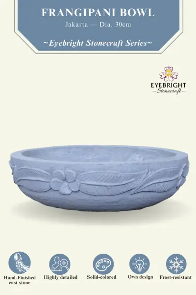 Product image 2 of the product “Jakarta - Bowl with flower motiv, frangipani, Ø 30 cm | cast stone ”