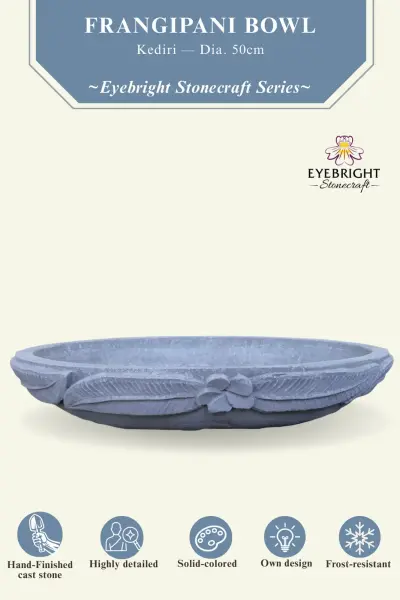 Product image 2 of the product “Kediri - Bowl with flower motif, frangipani, Ø 50 cm | cast stone ”