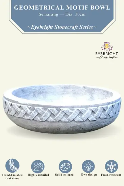 Product image 2 of the product “Semarang - Bowl with geometrical motif, Ø 30 cm | cast stone ”
