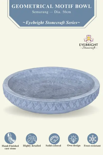 Product image 2 of the product “Semarang - Bowl with geometrical motif, Ø 50 cm | cast stone ”