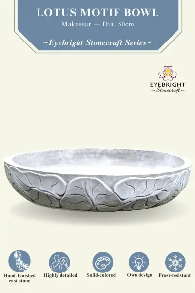 Product image 2 of the product “Makassar - Bowl with lotus motive, Ø 50 cm | cast stone ”
