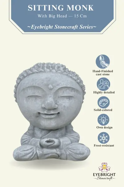 Product image of the product “Nima - Sitting monk with big head, 15 cm H | cast stone ”