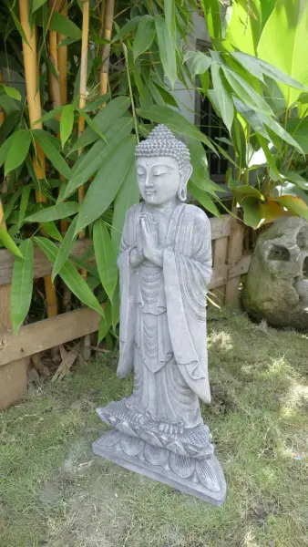 Product image of the product “Jagan - Standing Buddha, Namaskara, 82cm H | cast stone ”