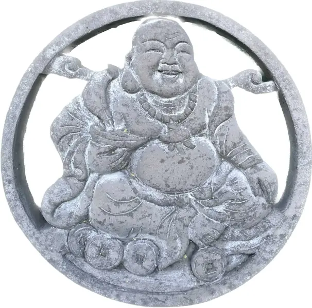 Product image of the product “Chung - Plaque - Chinese Buddha seated, Ø 25cm | cast stone ”
