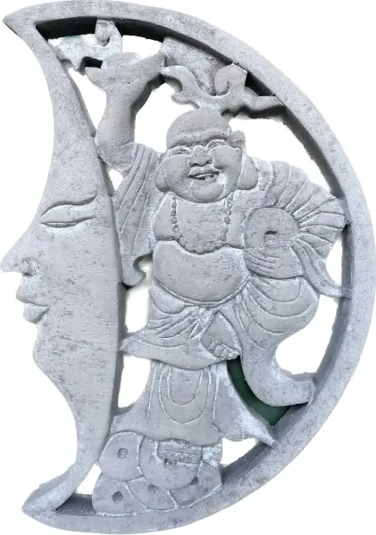 Product image of the product “Yong - Half plaque - Chinese Buddha with Moon, Ø 30cm | cast stone ”