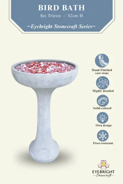 Product image of the product “Set Trieste – Bird Bath | 82 cm Height, Ø Bowl 50 cm | Casted Stone ”