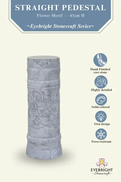 Product image 2 of the product “Batur - Straight pedestal with flower motif, Ø 15cm, 45cm H | cast stone ”
