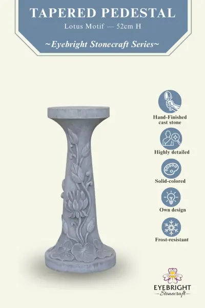 Product image 2 of the product “Rinjani - pedestal, tapered, with lotus motif, Ø 24cm, 52cm H | cast stone ”