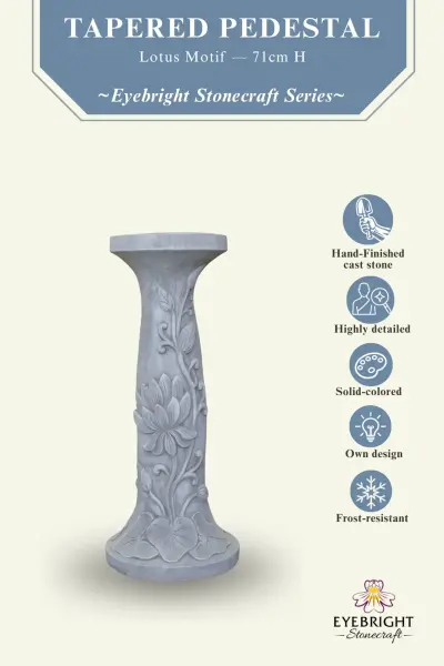 Product image 2 of the product “Rinjani - pedestal, tapered, with lotus motif, Ø 30cm, 71cm H | cast stone ”