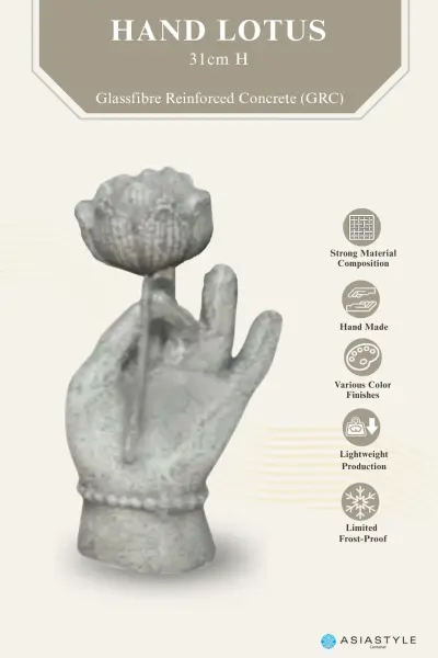 Product image 2 of the product “Hand lotus about 31 cm Height, made of Fibre cement ”