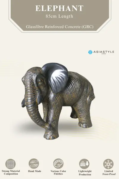 Product image of the product “Elephant, 85cm Length | GRC (Glassfibre Reinforced Concrete), Copper Finish ”