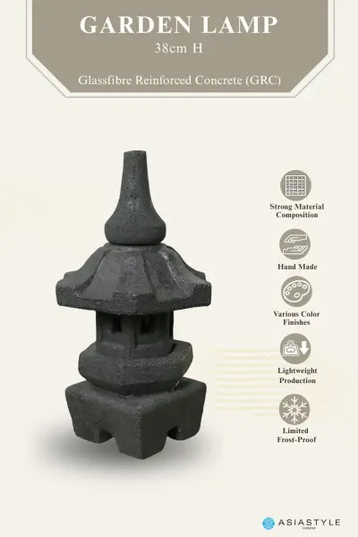 Product image of the product “Garden lamp, 38cm Height | GRC (Glassfibre Reinforced Concrete), Black ”