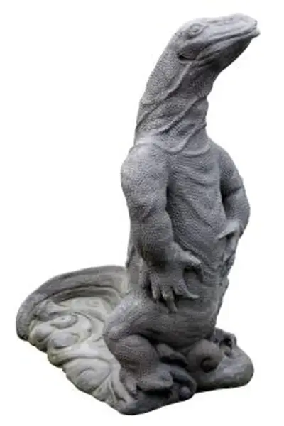 Product image 2 of the product “Standing water monitor lizard as a water feature, 60 cm high | Cast stone, handcrafted & coloured ”