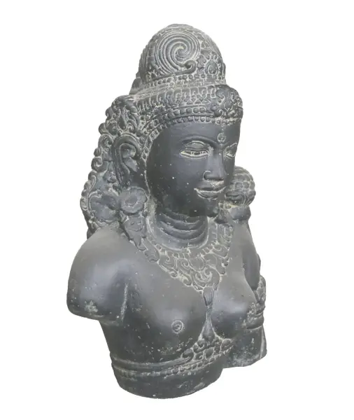 Product image 2 of the product “Dewi Tara Bust, 50 cm Height | Cast stone, handcrafted & coloured ”
