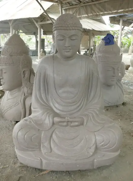 Product image 2 of the product “Seated Japanese Buddha made of Riverstone in Dhyana position - gesture of meditation, H. 150cm ”