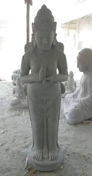 Product image 2 of the product “Standing Dewi Sri, position greetings turning the wheel , 170 cm high riverstone grey ”