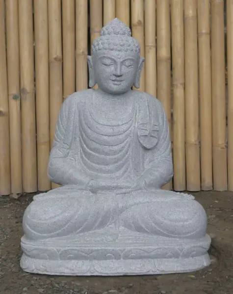 Product image of the product “Seated Buddha made of Riverstone in Dhyana position - gesture of meditation, H.62 cm, natural. ”